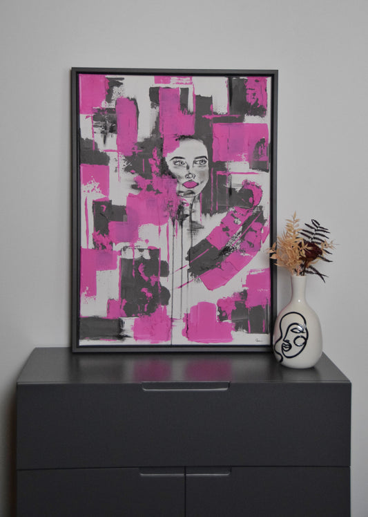 Ganz schön viel Pink - Handgemaltes Mixed-Media-Acrylgemälde