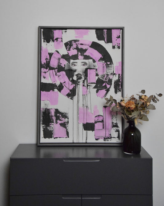 Lila Leuchtet - Handgemaltes Mixed-Media-Acrylgemälde