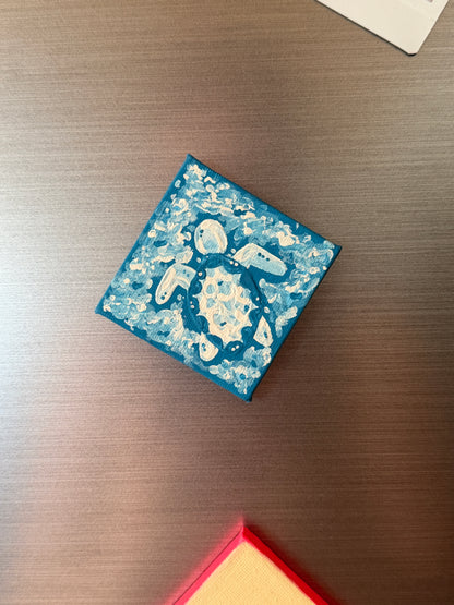 Handbemalte Mini‑Leinwand mit Schildkröte – Magnet