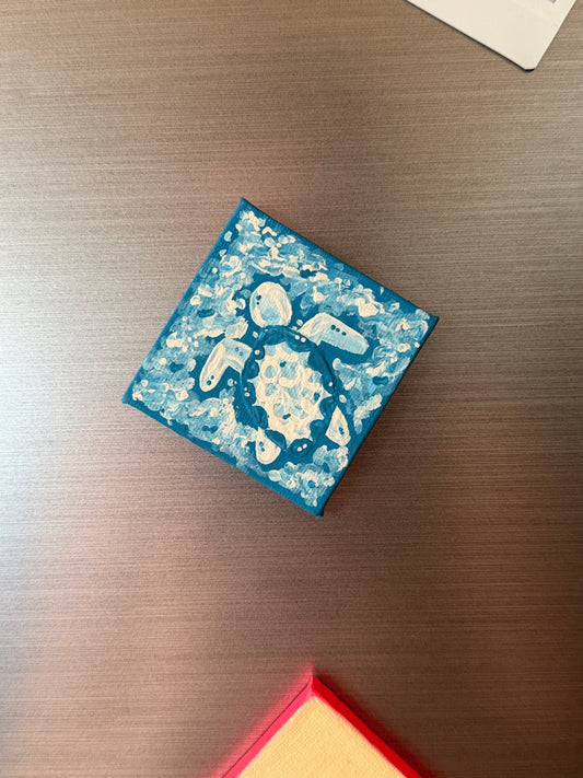 Handbemalte Mini‑Leinwand mit Schildkröte – Magnet