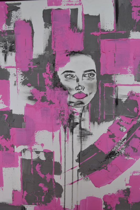 Ganz schön viel Pink - Handgemaltes Mixed-Media-Acrylgemälde