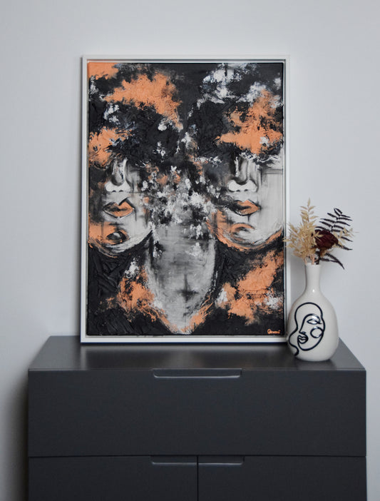 Zwiegespalten - Handgemaltes Mixed-Media-Acrylgemälde