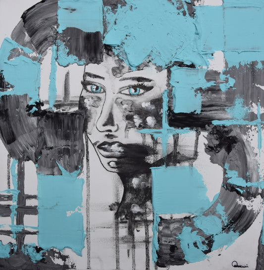 Mit offenem Blick - Handgemaltes Mixed-Media-Acrylgemälde