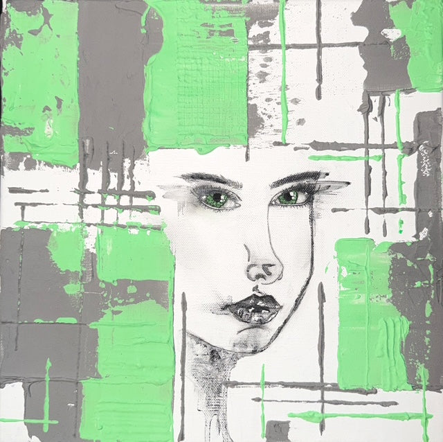 Green Resolve - Handgemaltes Mixed-Media-Acrylgemälde