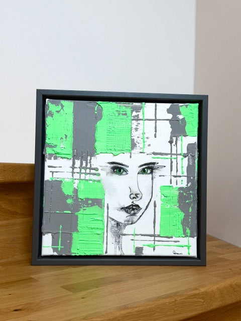 Green Resolve - Handgemaltes Mixed-Media-Acrylgemälde